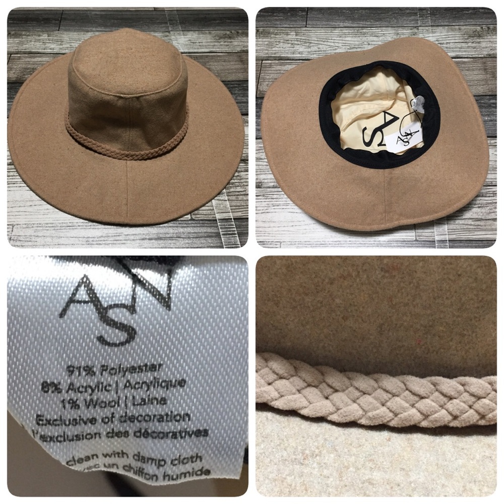 ASN The Harper Hat Womens Tan One Size Braided Floppy Anthropologie